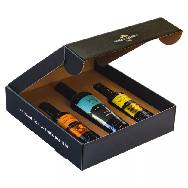 Pudełko prezentowe na 1 oliwę 0,5 l i 2 oliwy smakowe 0,25 l